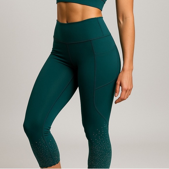Lululemon Tightest Stuff Tight 25" Bermuda Teal Yoga Pants Size 10 Leggings - Picture 1 of 8